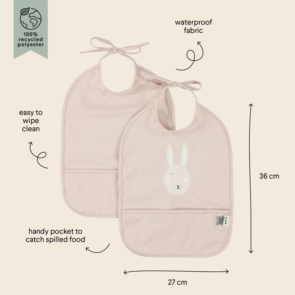 Trixie | Slabbetje Afwasbaar Slabbetje 2-Pack Mrs. Rabbit Roze 36x27x0cm