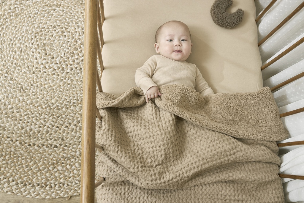 Meyco | Deken Ledikant Wafel Teddy Taupe 100x150cm