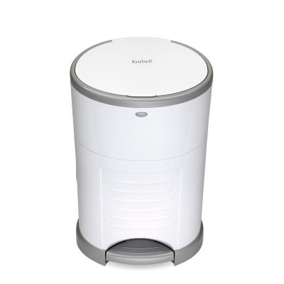 LUIEREMMER, Korbell, wit, vr 20 luiers, geen onaangen geurtjes dr dubbele herm. sluit., incl.1 navulpak, pedaalemmer 16L