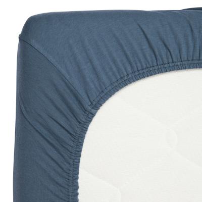 HOESLAKEN, 90x200cm, marin, blauw, vr eenpersoonsbed, uni, bamboo, 1 stuk(s), kleur519