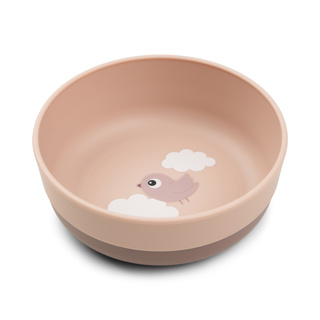 KOM, Foodie Bowl, Happy Clouds, powder, rond, roze, print vogel en wolkjes, PP, 1 stuk, bord, 2024