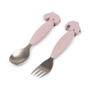 LEPEL/VORK, 2 delig, Easy-Grip Spoon And Fork Set, Deer Friends, powder, roze, uni, van 12 maand, bestek, 2024