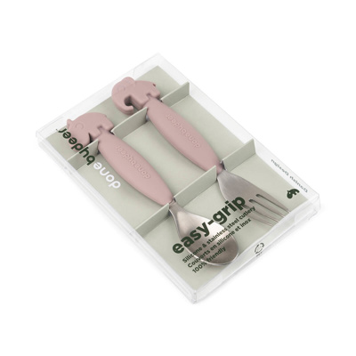 LEPEL/VORK, 2 delig, Easy-Grip Spoon And Fork Set, Deer Friends, powder, roze, uni, van 12 maand, bestek, 2024