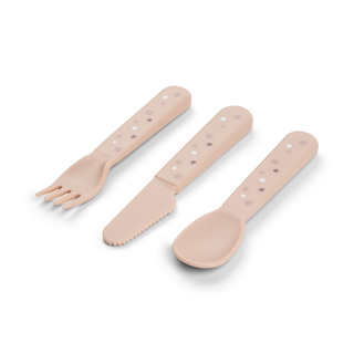 LEPEL/VORK/MES, 3 delig, Foodie Cutlery, powder, roze, all print stippen, bestek, 24