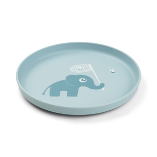 PLAT BORD, Foodie Plate, Elphee, blue, rond, blauw, print olifant met vliegenvanger, PP, 1 stuk, bord, 24