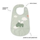 SLABBETJE, Bib W/Velcro, Happy Clouds, green, velcrosluiting, 26.5x42cm, met kruimelv., waterdicht, 1 stuk(s), 24