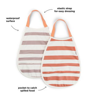 SLABBETJE, Pull-Over Bib 2-Pack, Stripes, met halssluiting, 26.5x35cm, kruimelv., waterdicht, 2 stuk(s), 24