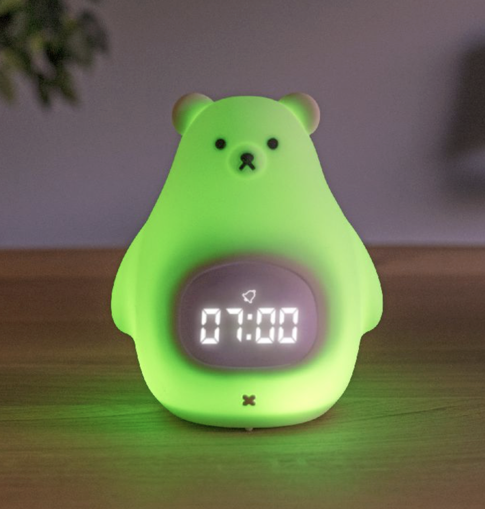WEKKER SLAAPTRAINER, Bear, wit, uni, digitaal, met wekker, met nachtlamp