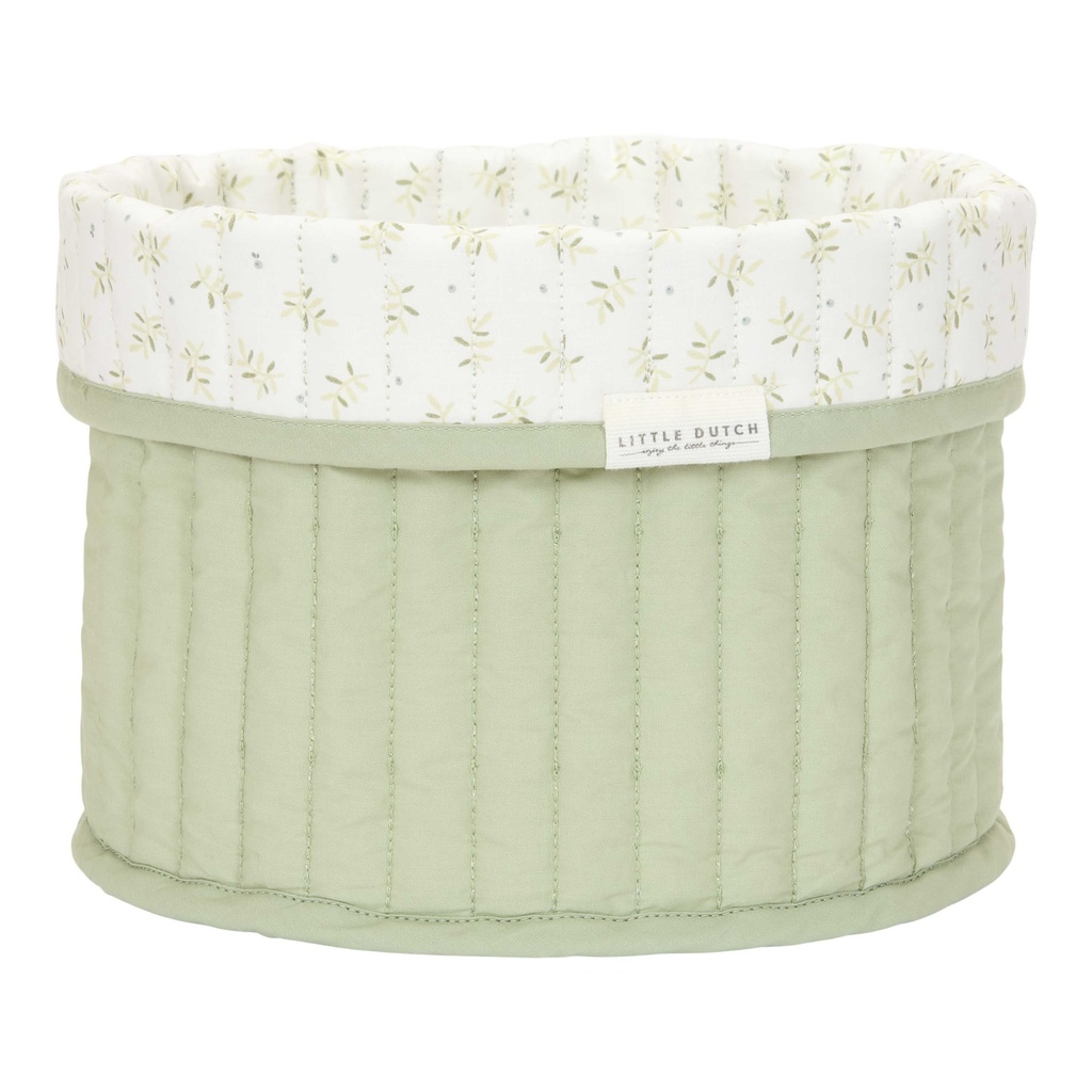 Little Dutch | Opbergmand Blueberry Leaves Quilted Klein Ø20x15cm Groen All Over Blaadjes