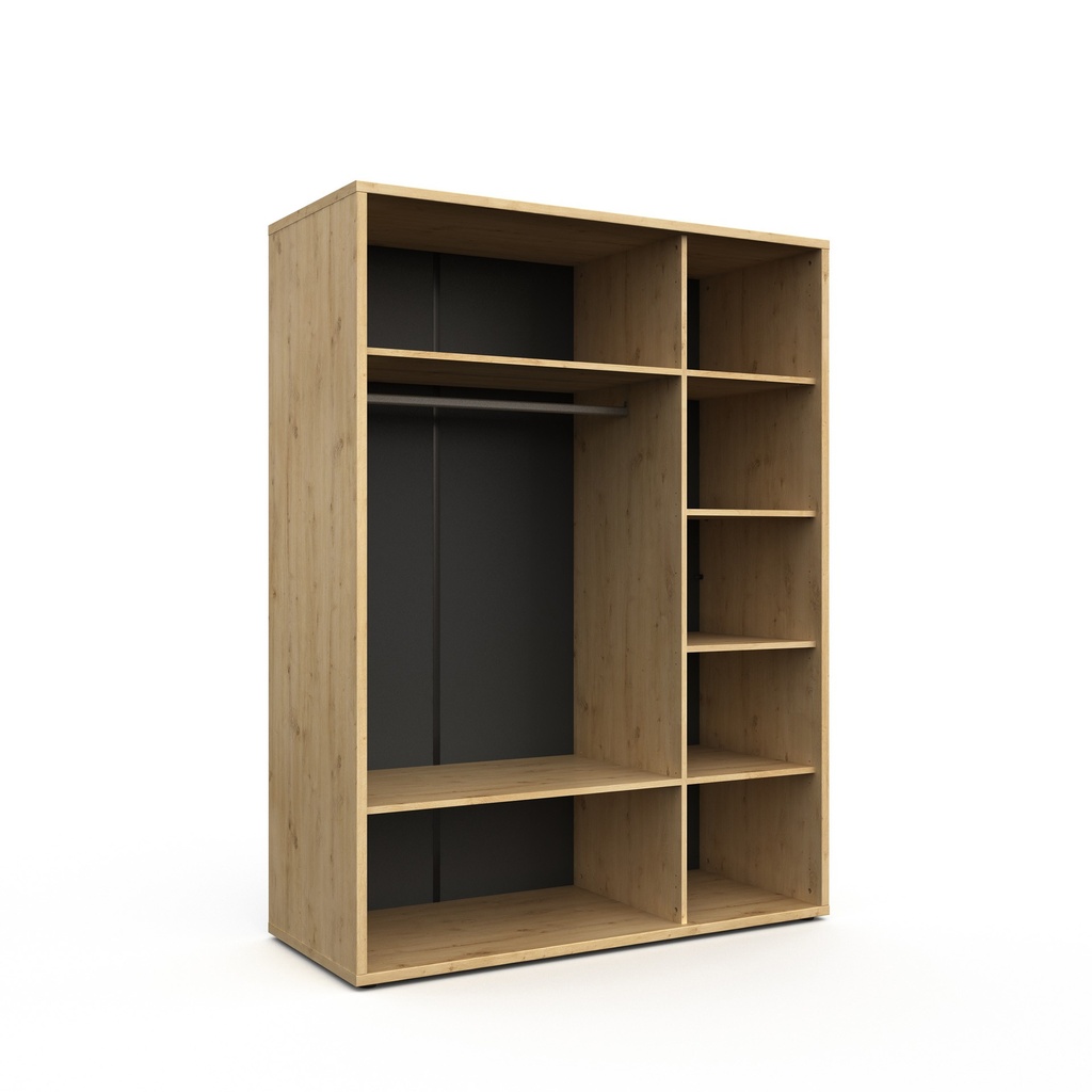 KAST, 3 Deurs, Lina, 150x200x63cm, Artisanale eik, zwarte handgrepen