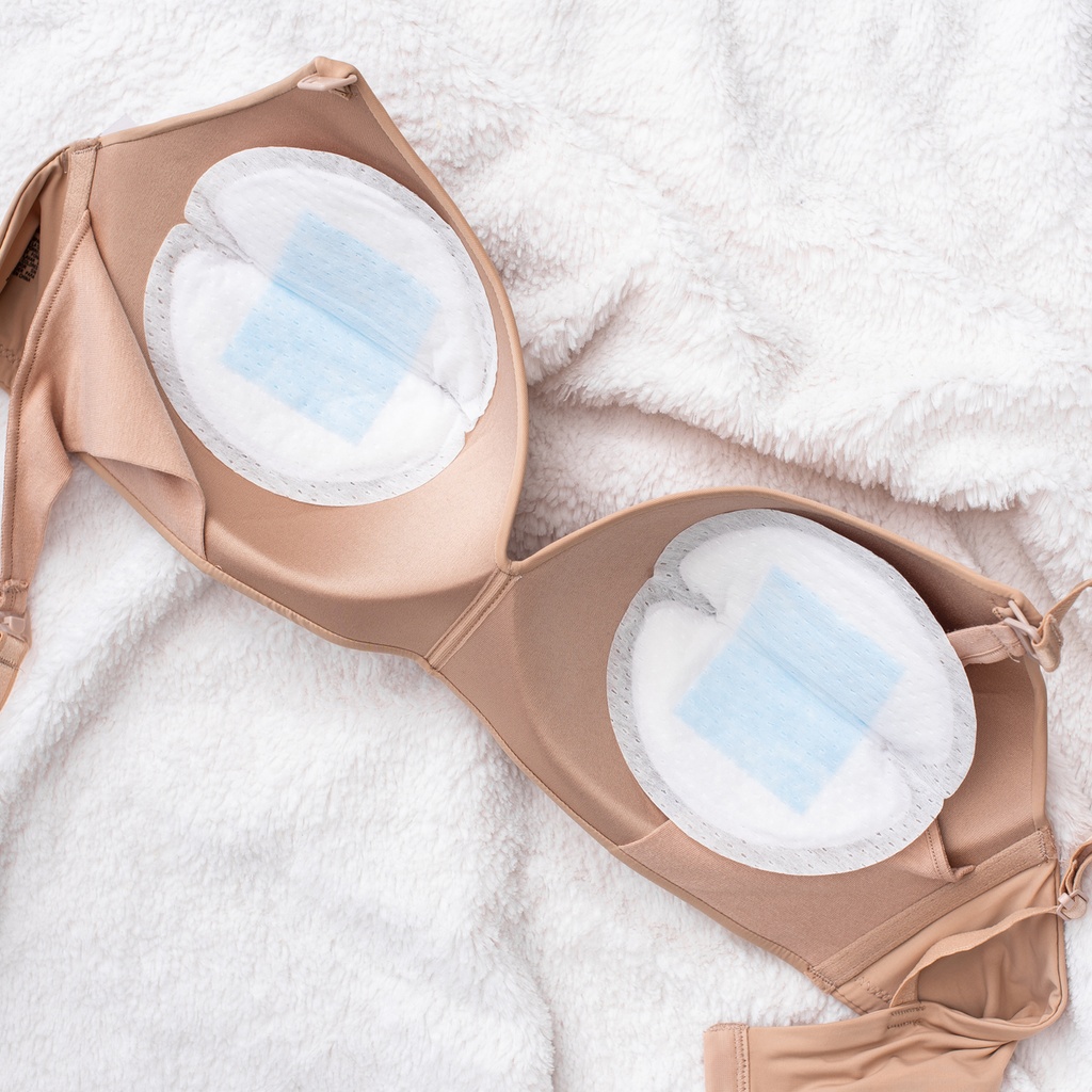 BORSTCOMPRES, wegwerp, wit/blauw, 24 stuk(s)