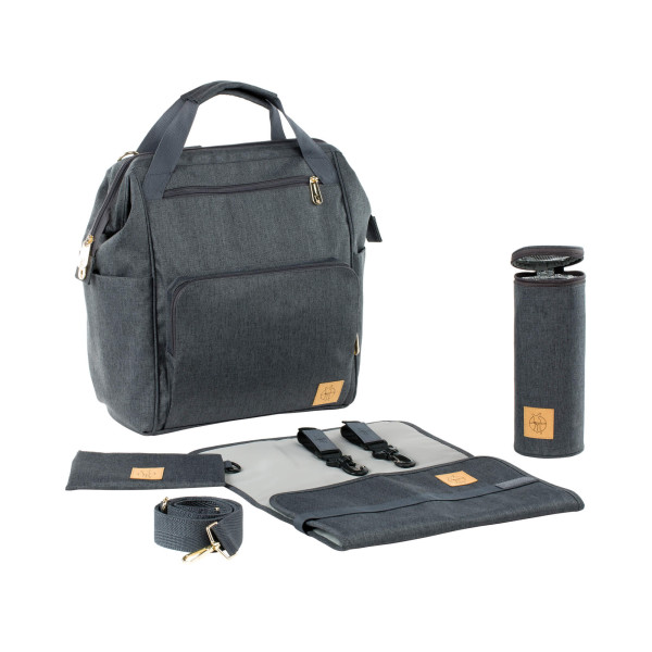 Laessig | Verzorgingstas Goldie Backpack Anthracite Met Luiermat, Fopspeenh., Isoth. Flessenhouder