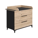 COMMODE, Paidi, Tomke, Zwart|Bruin eiken bordeaux| 3 lades| 110x5x55cm, spaanderpl.