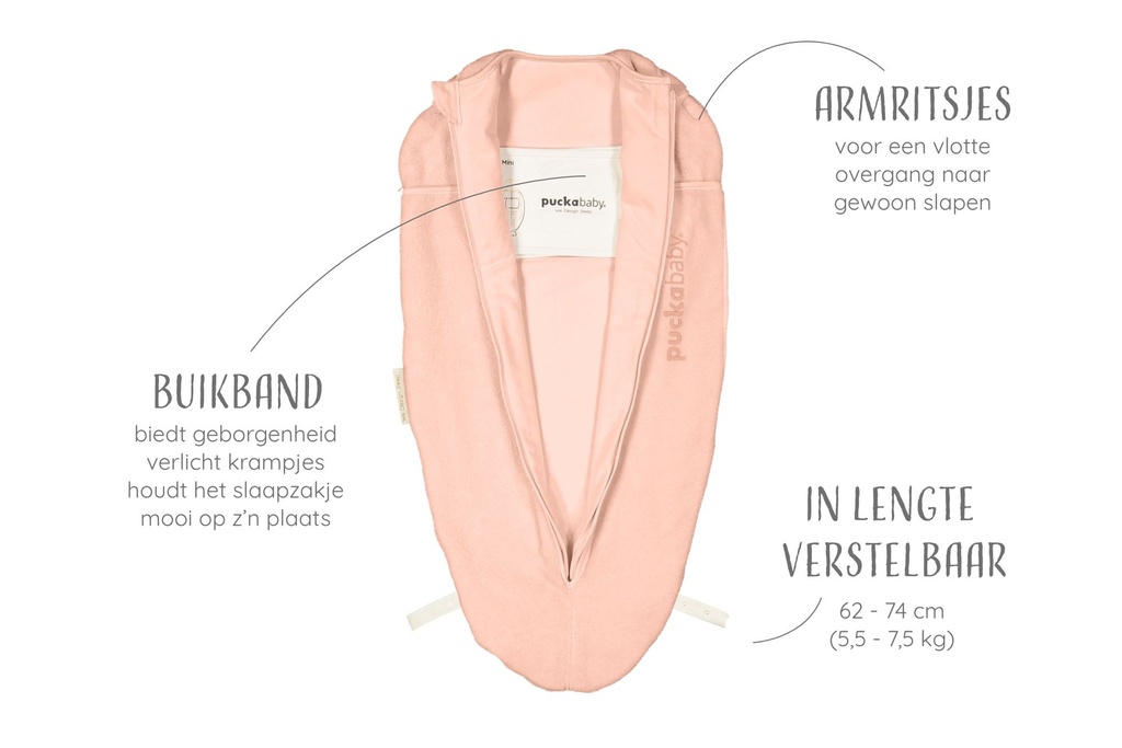 Puckababy | Inbakeren Mini Little Human 74 cm Peach