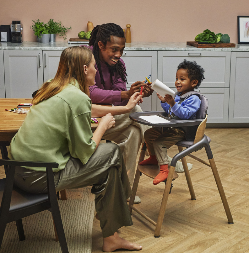 Bugaboo | Eetstoel Giraffe Base Warm wood/grey 