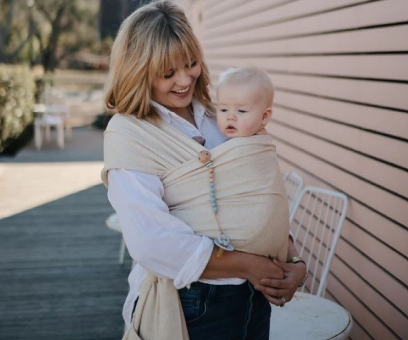 Mushie | Fopspeenketting Eva cloud blauw silicone/hout vr fopspeen met ring
