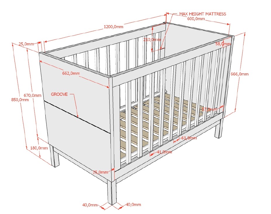 EVA BABYBED 60 X 120 CM WIT