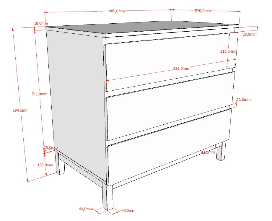 EVA COMMODE 3 LADEN WIT