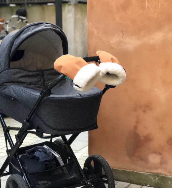 Kong.Walther | Handschoen Set Adult + Mini vr Wandelwagen Faux Suede Brown