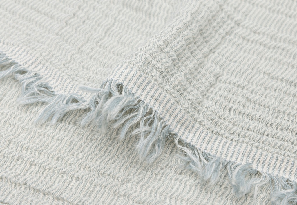 Jollein | Deken Ledikant Green/Ivory  Fringe Stripe Sea 120x120cm