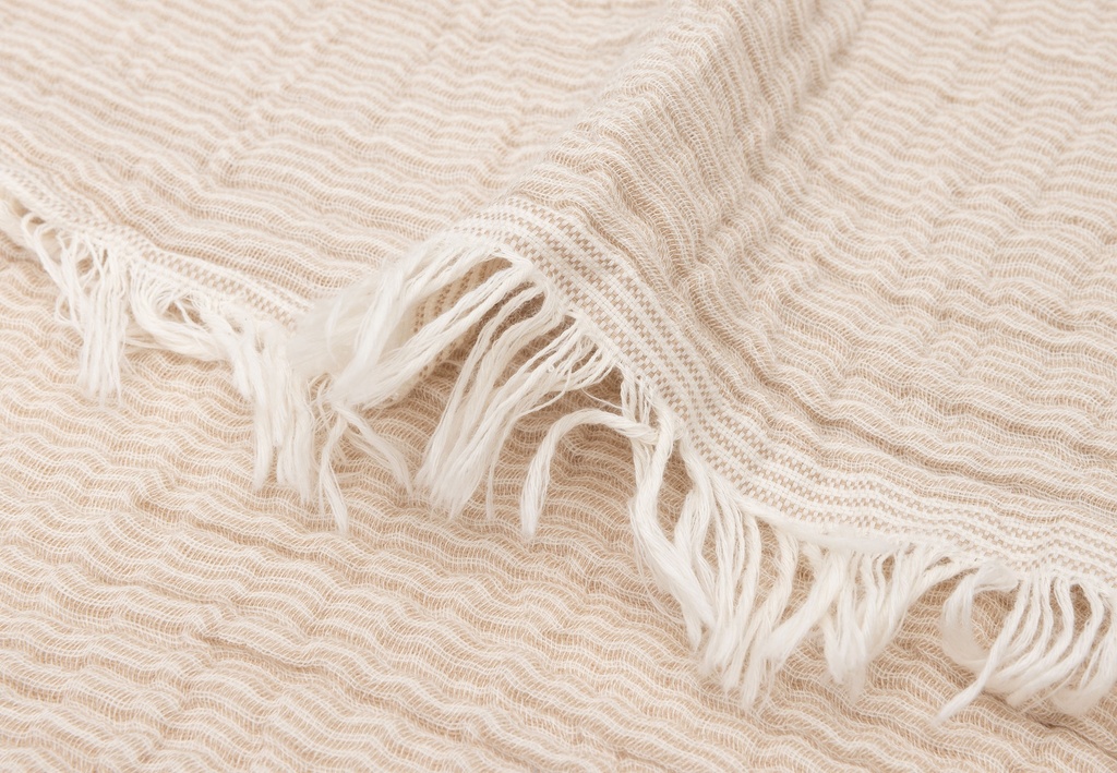 Jollein | Deken Ledikant Biscuit/Ivory  Fringe Stripe 120x120cm