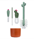 Boon | FLESSENBORSTEL, Cactus, borstelset, bruin|groen, cactus, met speenborstel, met houder, per 4