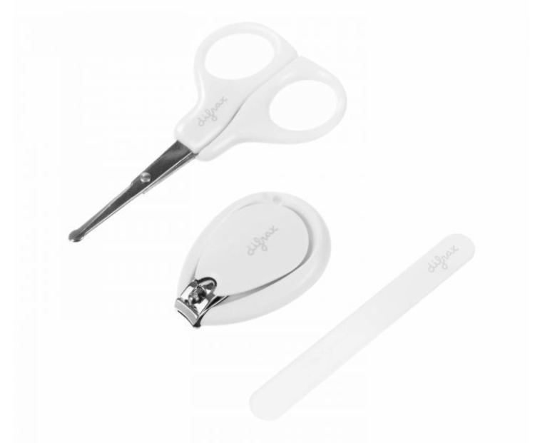Difrax | MANICURESET, 3 delig, Baby Manicure Set Luxe, wit, uni, inhoud: nagelschaar/ nagelknipper/nagelvijl, in etui, 2023