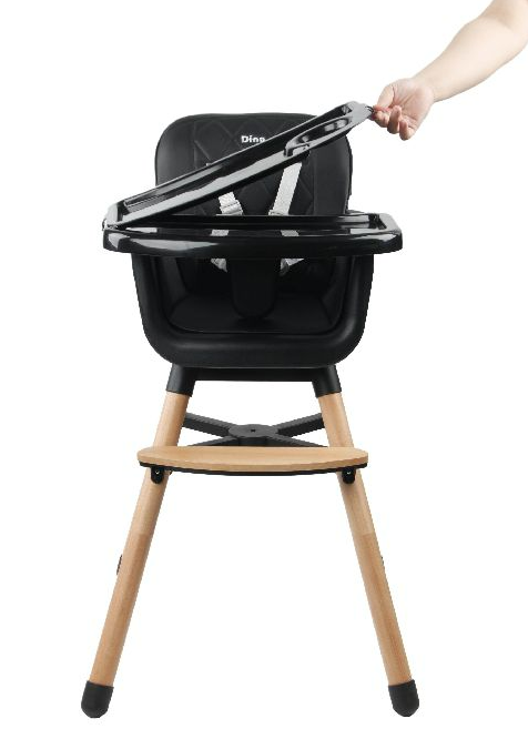 Ding | Eetstoel Daily Black Omvormbaar tot kinderstoel met eetblad