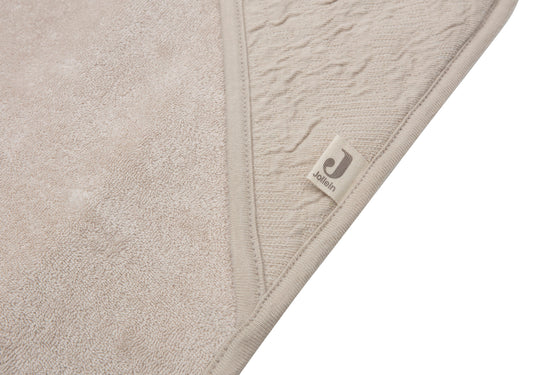 Jollein | BADCAPE, Soft Waves nougat, ecru, uni, kap all over golven motief, badstof/jersey, 75x75cm