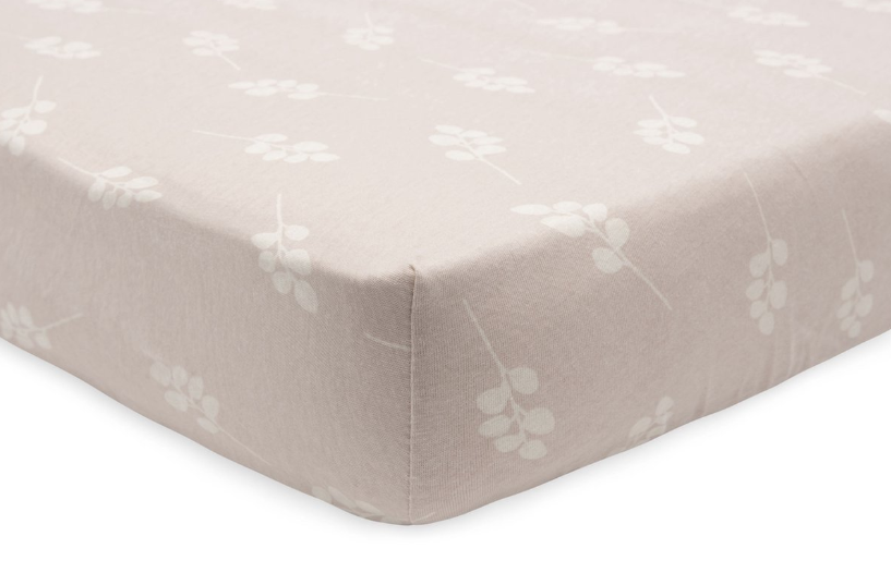 Jollein | HOESLAKEN, 60x120cm, roze/ecru, vr babybed 60x120, aop takjes, Twig wild rose, jersey, 100% katoen, 1 stuk