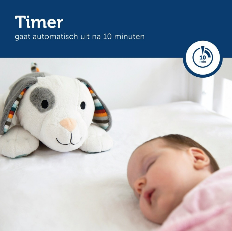 Zazu | Slaapknuffel H15 cm Dex The Dog wit/grijs +muziek +0M 