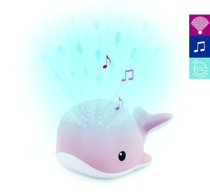 Zazu | Nachtlamp met Projectie Wally pink walvis in kunststof met muziek