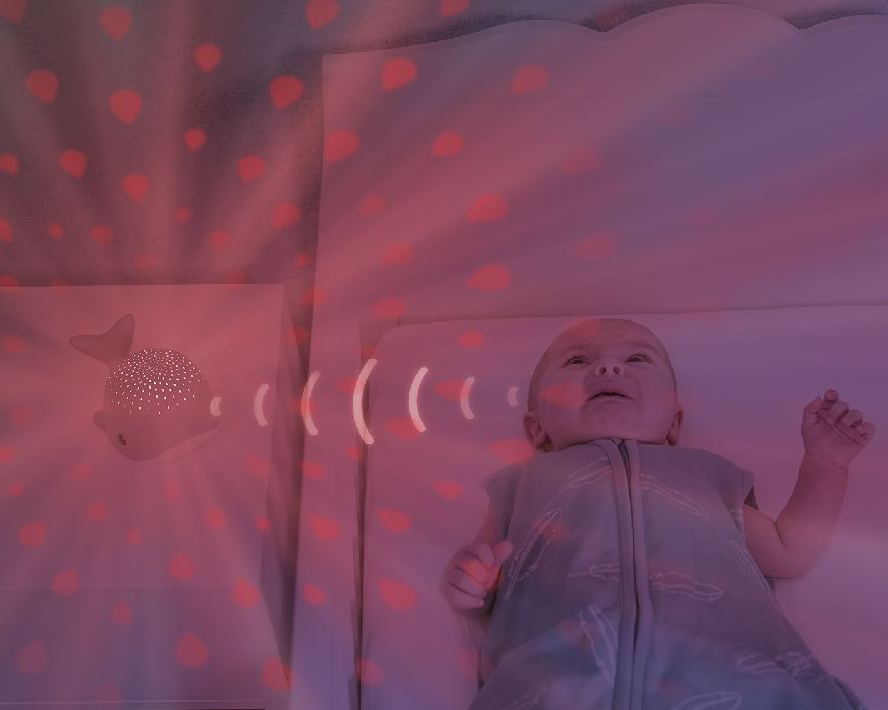 Zazu | Nachtlamp met Projectie Wally pink walvis in kunststof met muziek