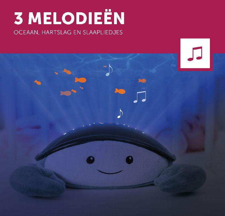 Zazu | Nachtlamp met projectie Cody krab in kunststof/velours met muziek