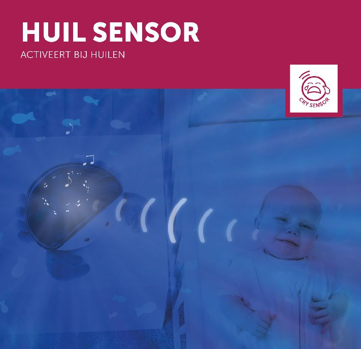 Zazu | Nachtlamp met projectie Cody krab in kunststof/velours met muziek