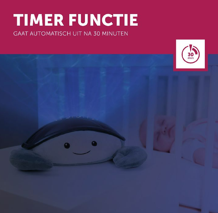 Zazu | Nachtlamp met projectie Cody krab in kunststof/velours met muziek