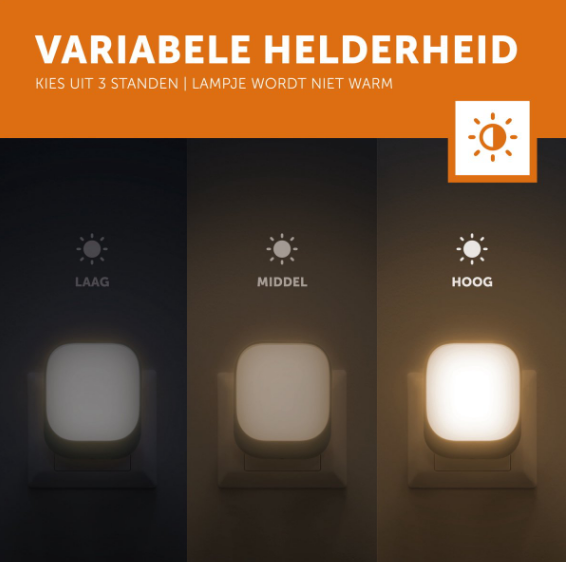 Zazu | Nachtlamp Automatisch Pink vierkant 3 standen helderheid 