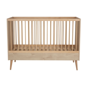 Quax | Bed Cocoon Natural Oak Melamine/Massief Beuk Babybed Omvormbaar tot Juniorbed incl Sponden Bruin 70x140cm