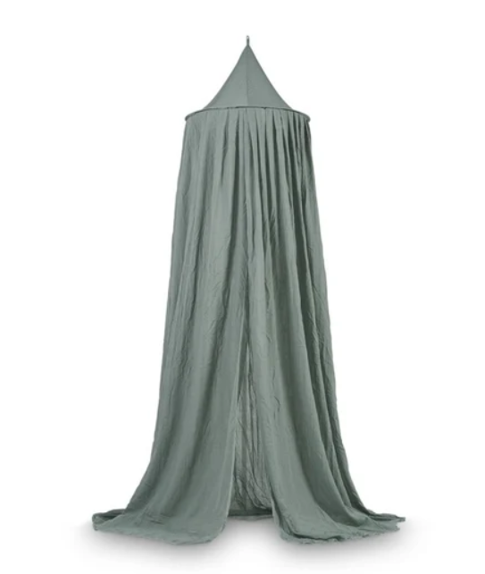 KLAMBOE, Vintage, ash green, groen, uni, organza, L: 205 cm, omtrek: 440 cm, vr babybed/eenpersoonsbed, Noos