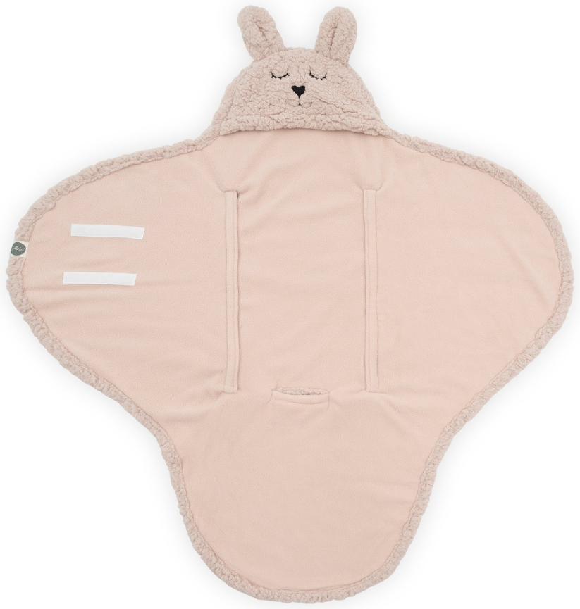 Jollein | Wikkeldeken Bunny Pale Pink Teddy/Fleece Gordeluitsparing Coral 100x105cm