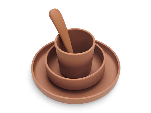 Jollein | Eetset Siliconen Caramel Bruin 4-pack