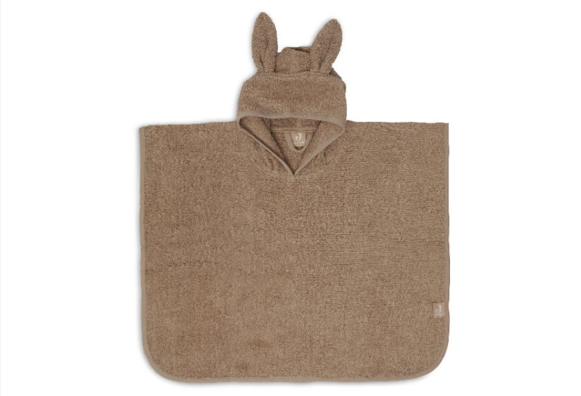 PONCHO, 12-48M, badcape, biscuit, boys/girls, M80-92,bruin, uni, badstof, met kap, 2022