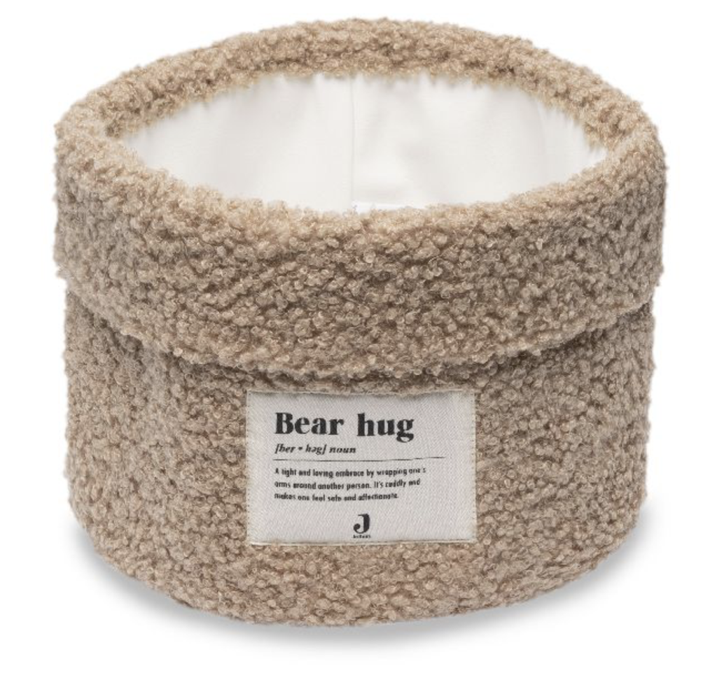 VERZORGINGSMAND, Boucle biscuit, bruin, uni, rond, teddy bouclé, H14 Dia18cm, 1 vak(ken), 1 stuk(s), opbergen, SS23