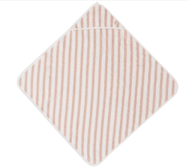 BADCAPE, Stripe Terry wild rose, wit/roze, all over strepen print, badstof, 75x75cm, VJ2024