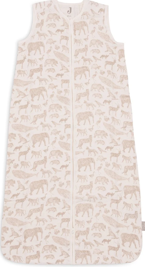 Jollein | Slaapzak 110cm, ZM, 0.5TOG, Animals nougat, ecru, all over dieren print, jersey, klassiek model, 