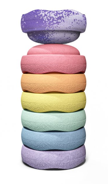 STAPELSTENEN/BLOKKEN, Special Fusion 6+1, rainbow pastel, multikleur, uni, 6 stenen + fusion steen (violet)