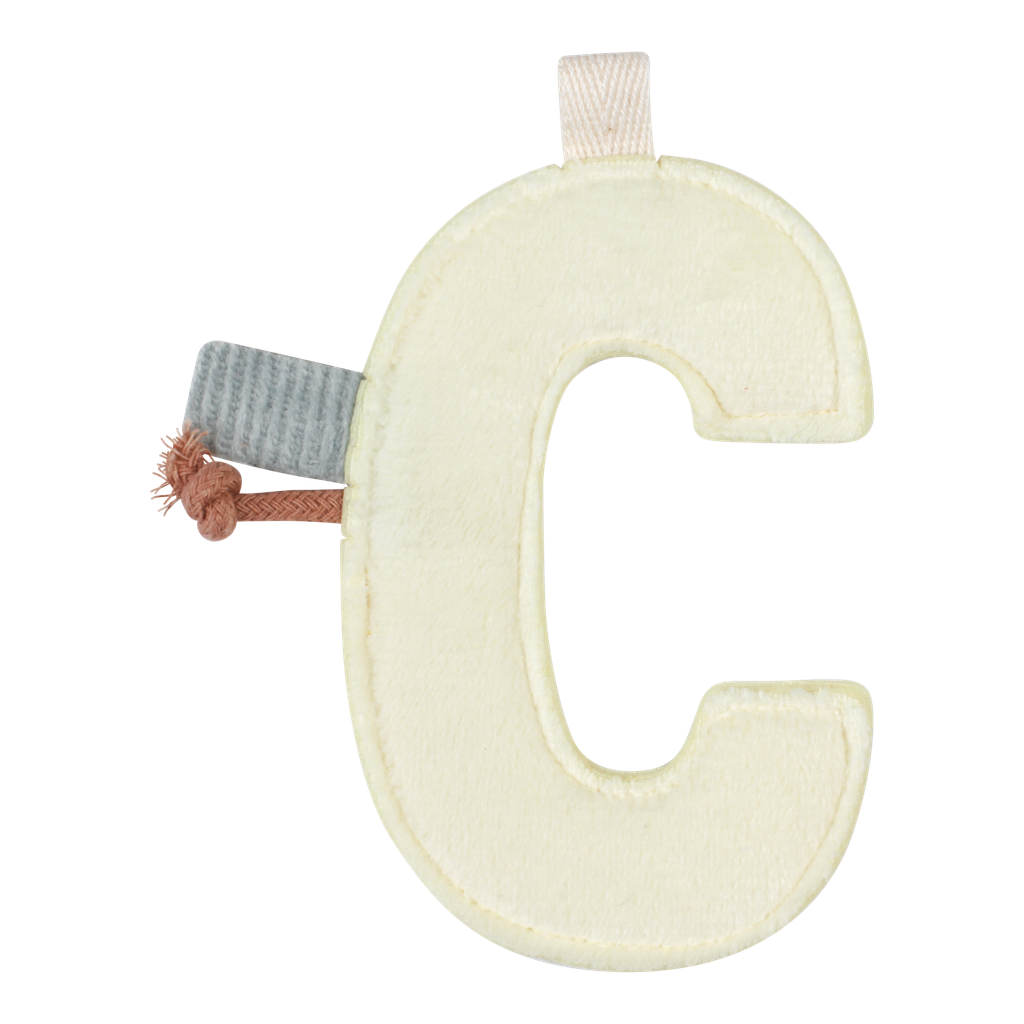 TEXTIEL LETTER, Letter C, ecru, Vlaggenlijn, uni, velours, L: 10 cm, decoratie, 2022