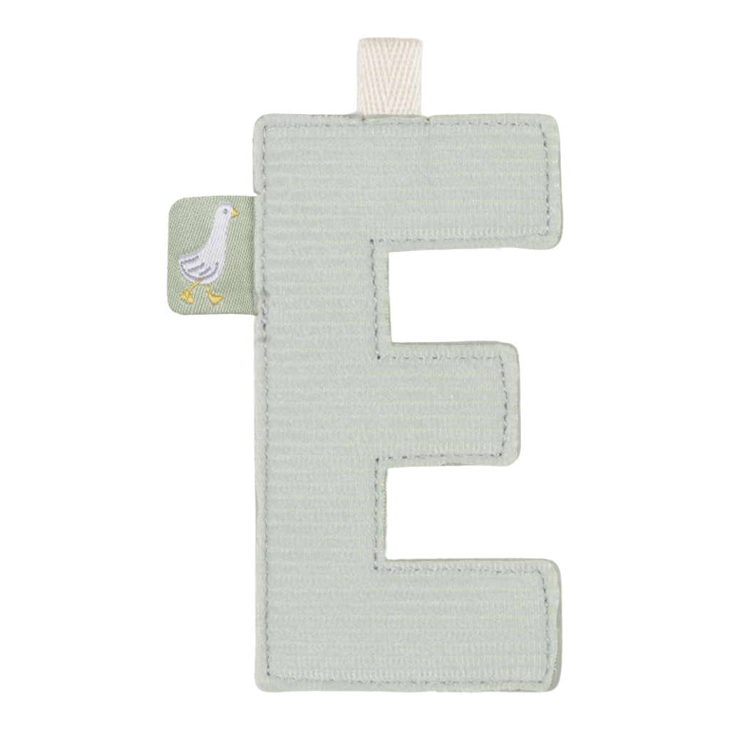 Little Dutch | Vlaggenlijn Textiel Letter E Geribbeld Grijs 10cm 