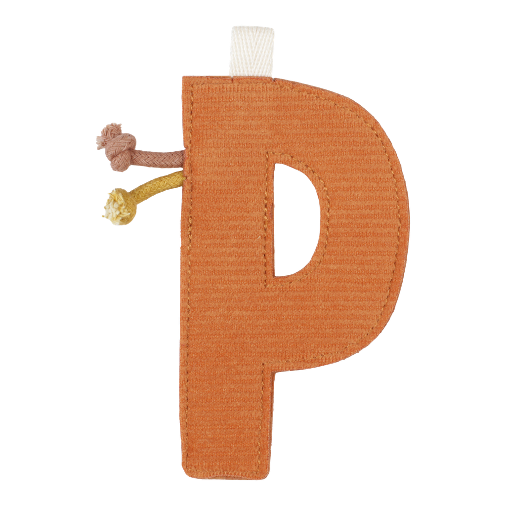 TEXTIEL LETTER, Letter P, oranje, geribbeld, textiel, L: 10 cm, Vlaggenlijn, decoratie, 2022