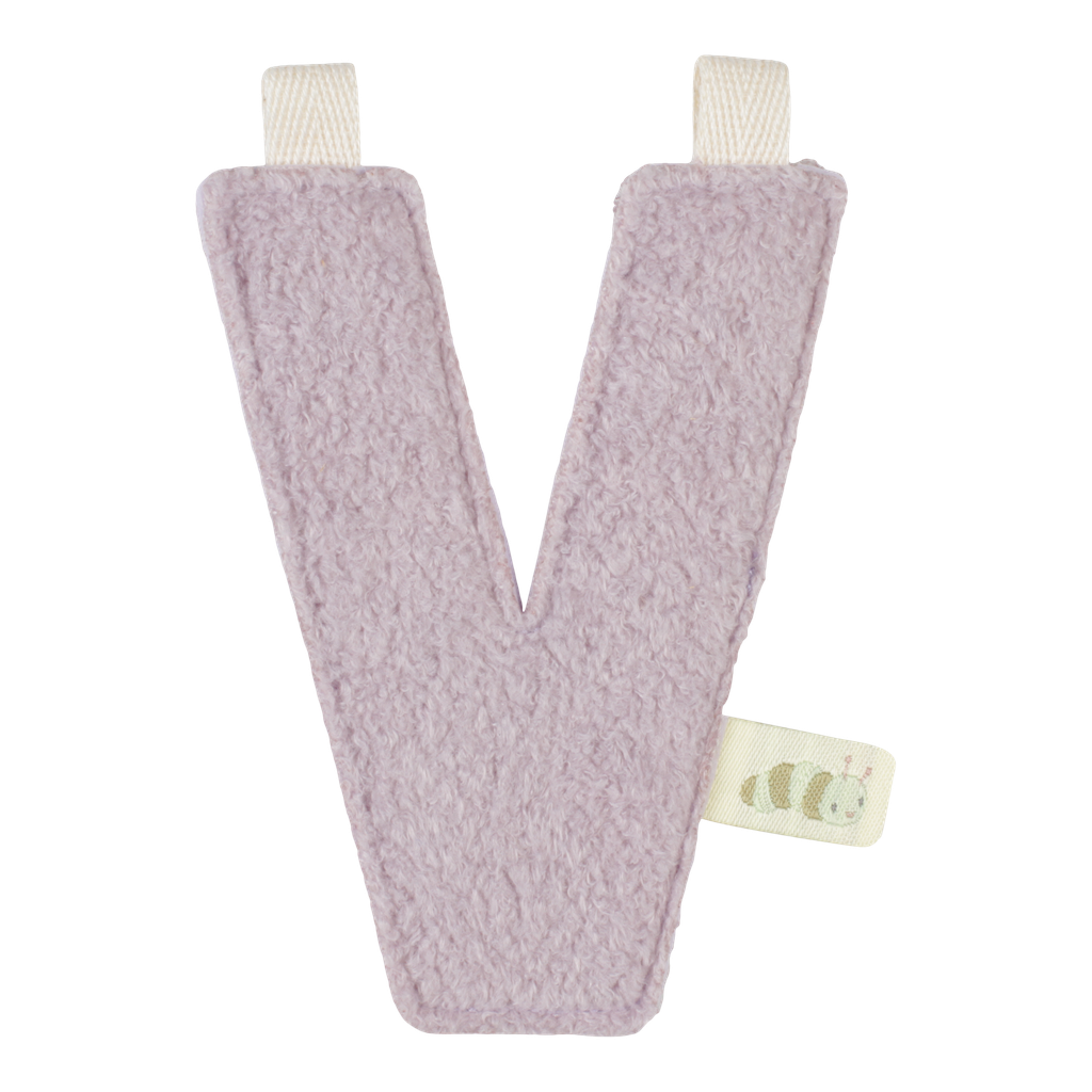 Little Dutch | Vlaggenlijn Textiel Letter V Teddy Paars 10cm